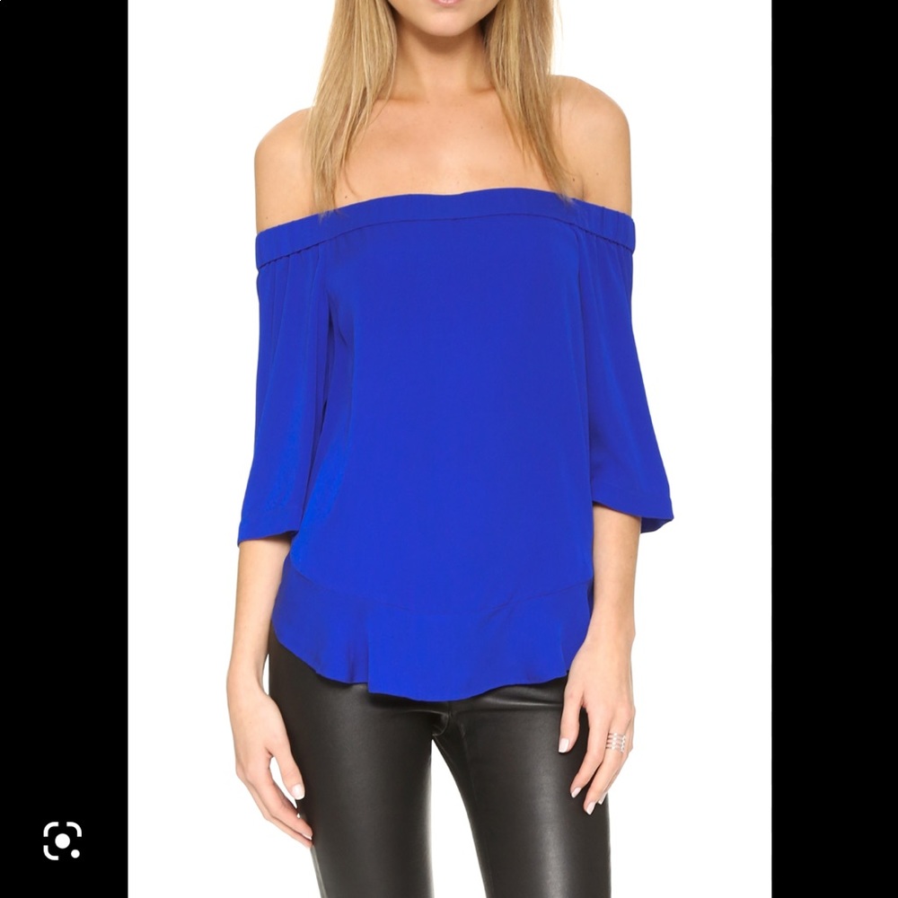 Rebecca Taylor Silk Blue Off The Shoulder Top.Sz 0